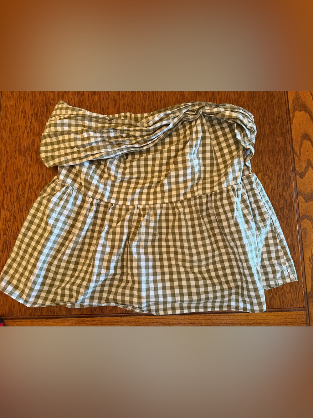 Gingham Peplum tube top - Olive Green
